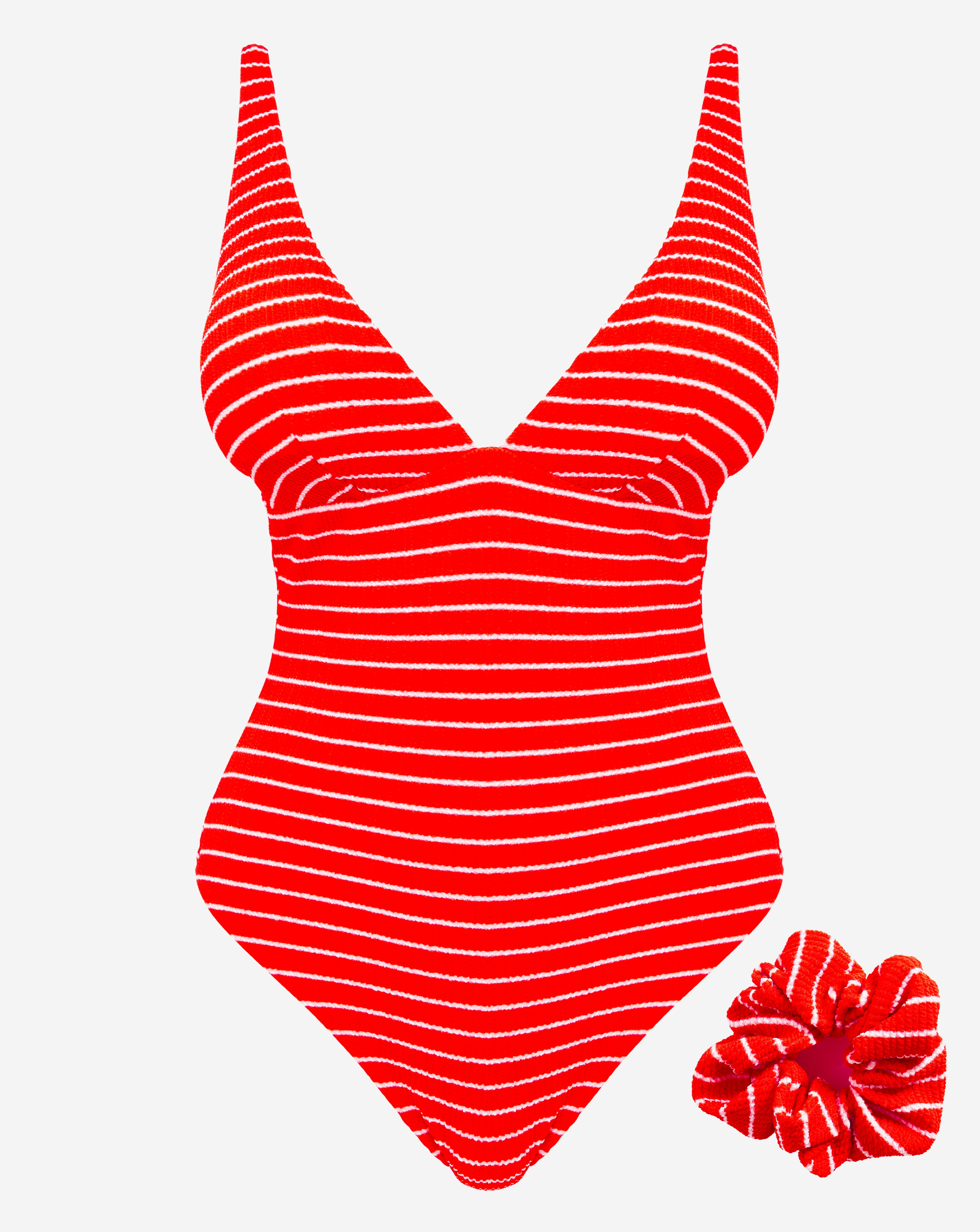 Crinkle Plunge Swimsuit With Scrunchie