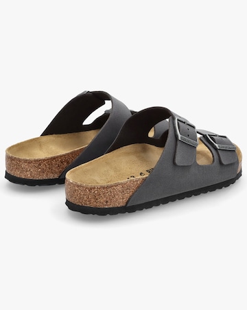 Birkenstock Mens Arizona Birko-Flor Velvet Grey Two Bar Mules Standard Width