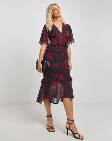 Hope & Ivy Cut Out Back Neck Vee Neck Dress