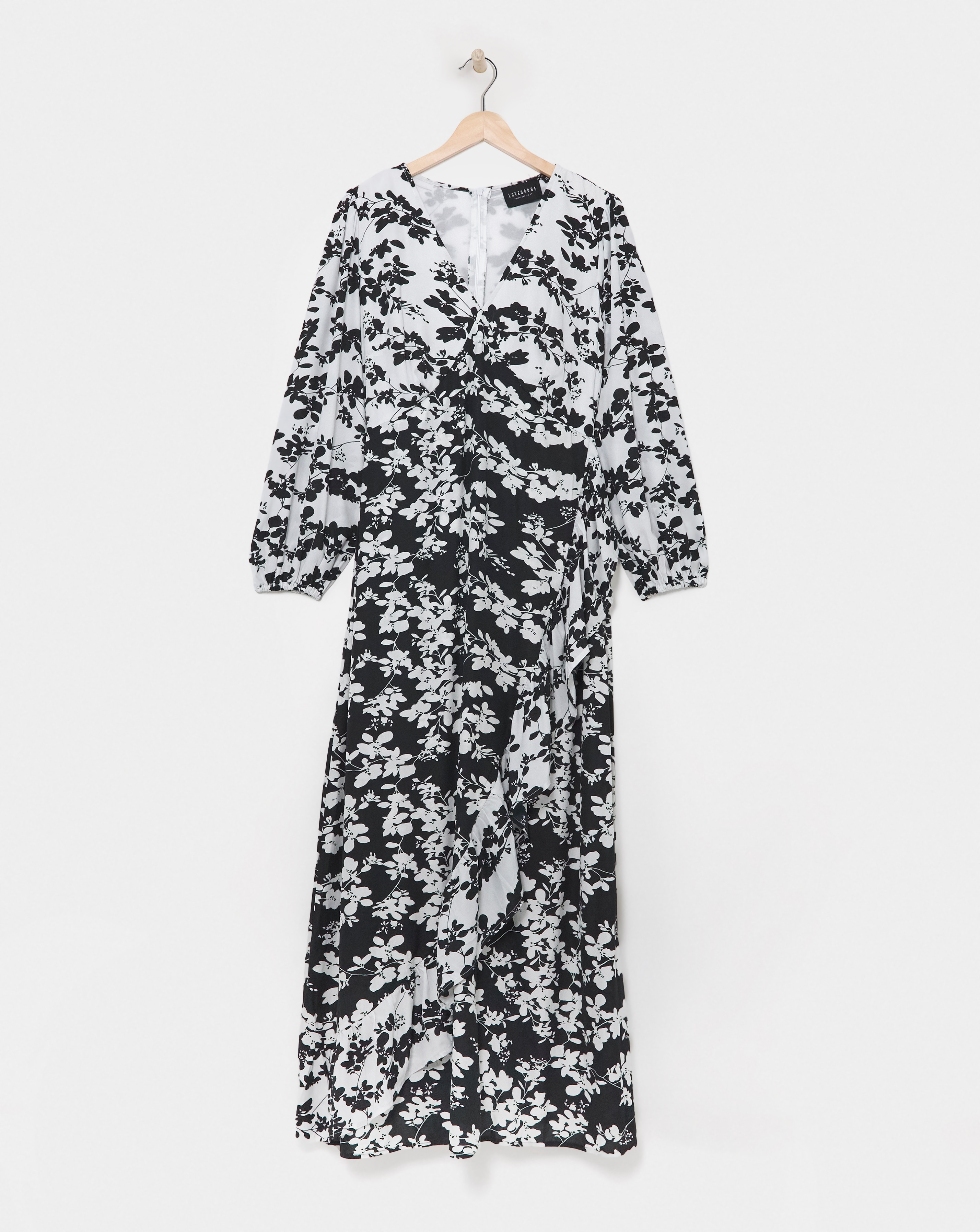 Lovedrobe Mono Floral Frill Dress