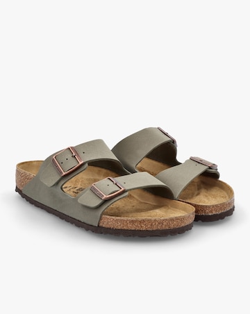Birkenstock Mens Arizona Birko-Flor Stone Two Bar Mules Standard Width