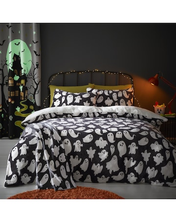 Kids Halloween Spooky Ghosts Duvet Cover Set in Grey
