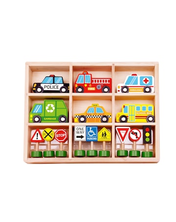 Wooden Transportation & Street Signs Set