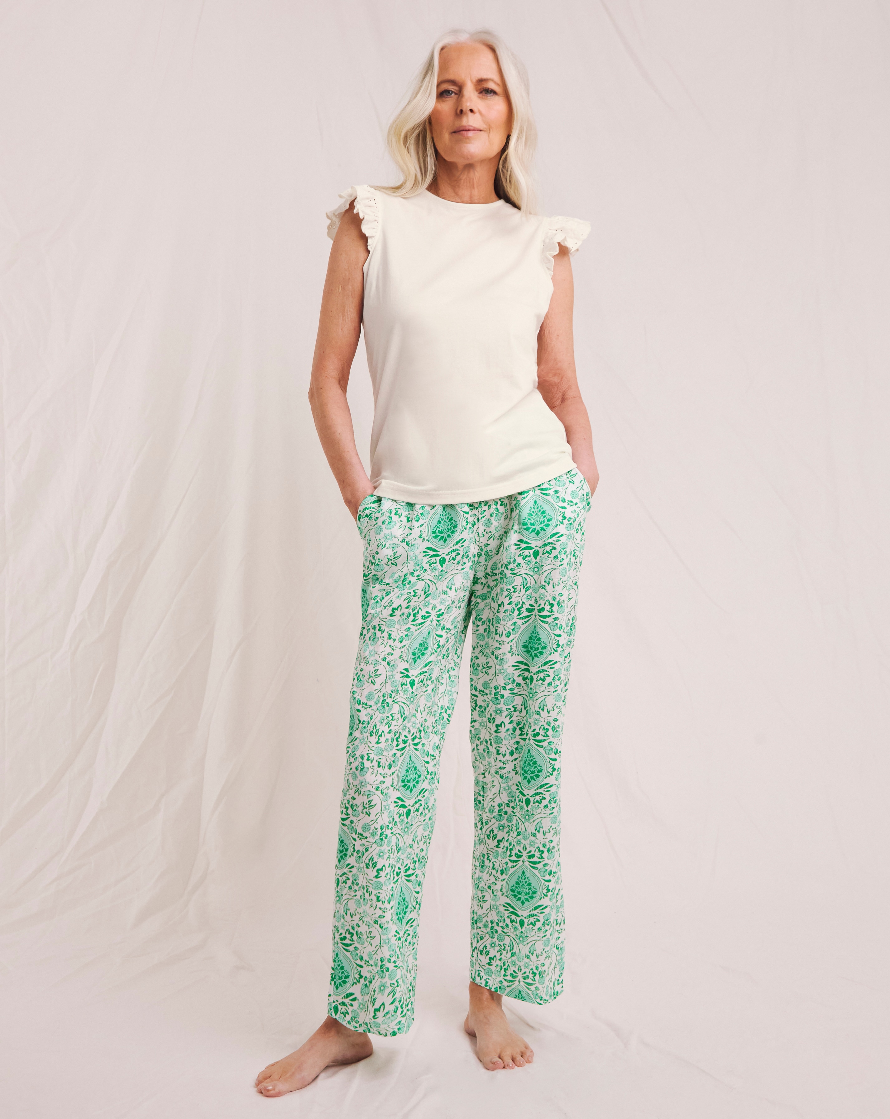 Jersey Broderie Printed Pant Pyjama Set