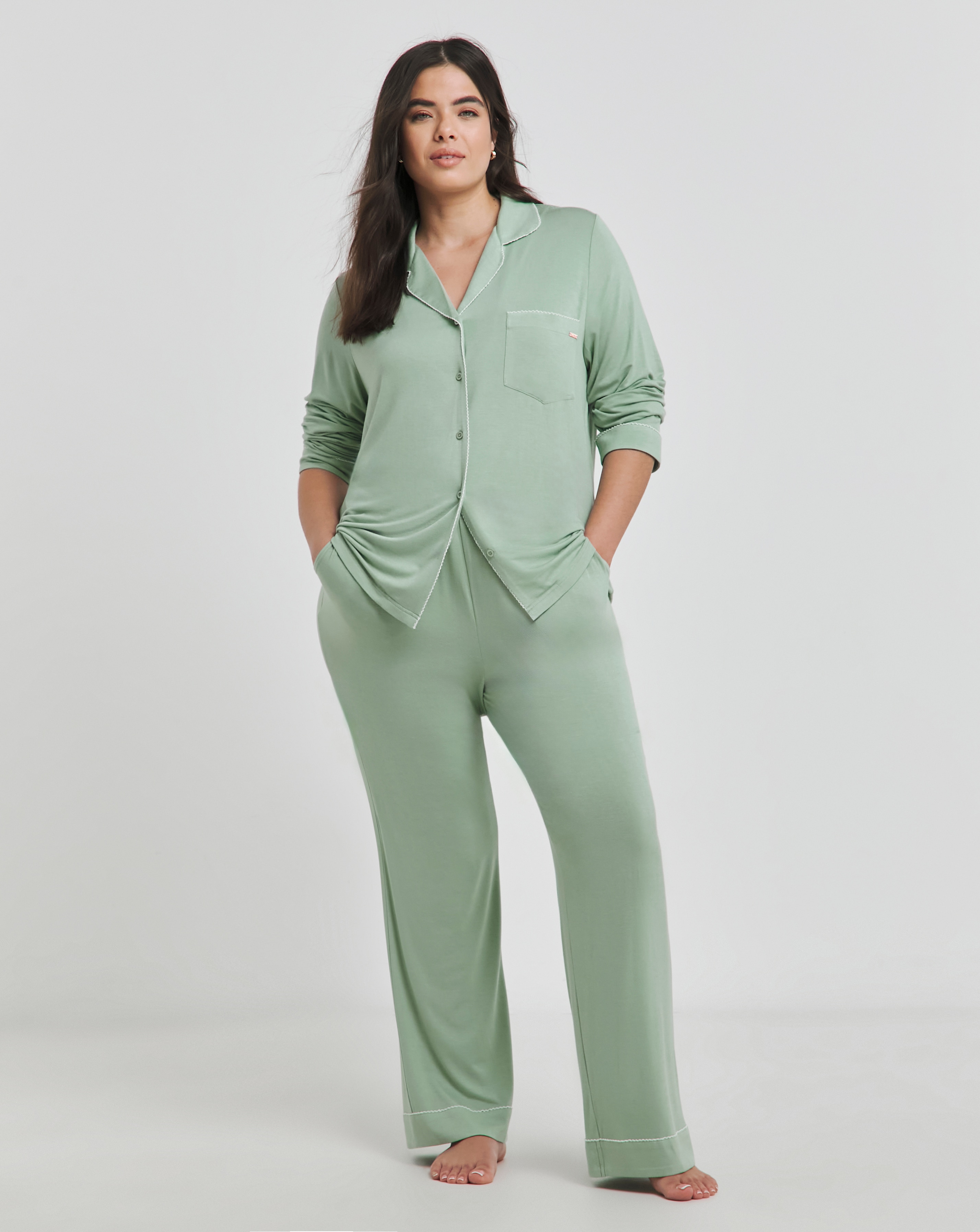 Figleaves Modal Picot Trim Pyjama Set