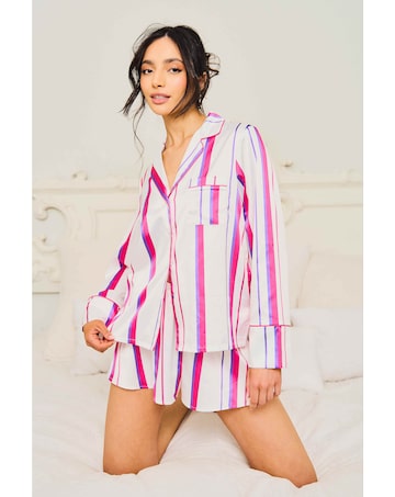 Jim Jam The Label Stripe Satin Short Pyjama Set