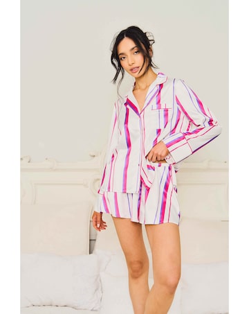Jim Jam The Label Stripe Satin Short Pyjama Set
