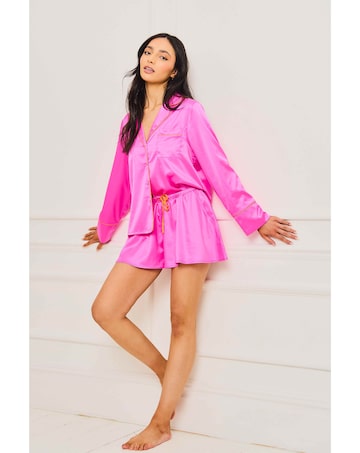 Jim Jam The Label Pink Satin Short Pyjama Set