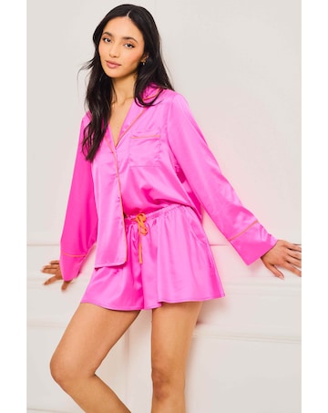 Jim Jam The Label Pink Satin Short Pyjama Set