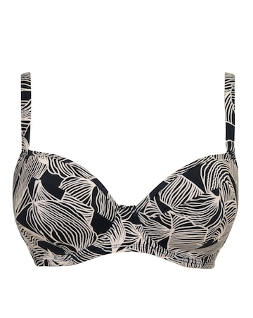 Curvy Kate Ripple Reef Balcony Wired Bikini Top Black Print