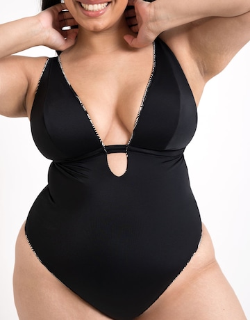 Curvy Kate Ripple Reef Reversible Non-Wired Plunge Multiway Swimsuit Black Print