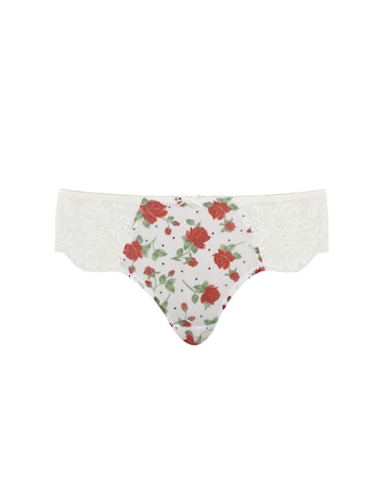 Panache Nina Brazilian Knicker White Rose Print