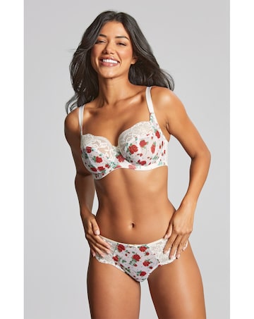 Panache Nina Brazilian Knicker White Rose Print