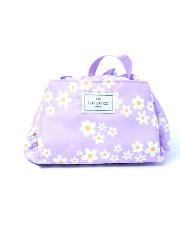 The Flat Lay Co. Drawstring Makeup Bag in Lilac Daisy