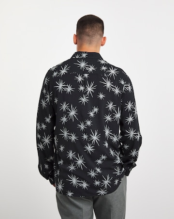 Long Sleeve Fireworks Print Shirt