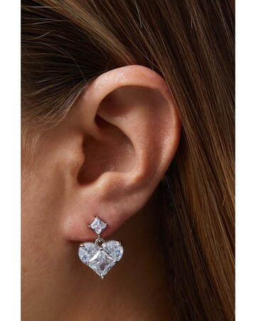 Jon Richard Rhodium Plated Cubic Zirconia Heart Earrings - Gift Boxed