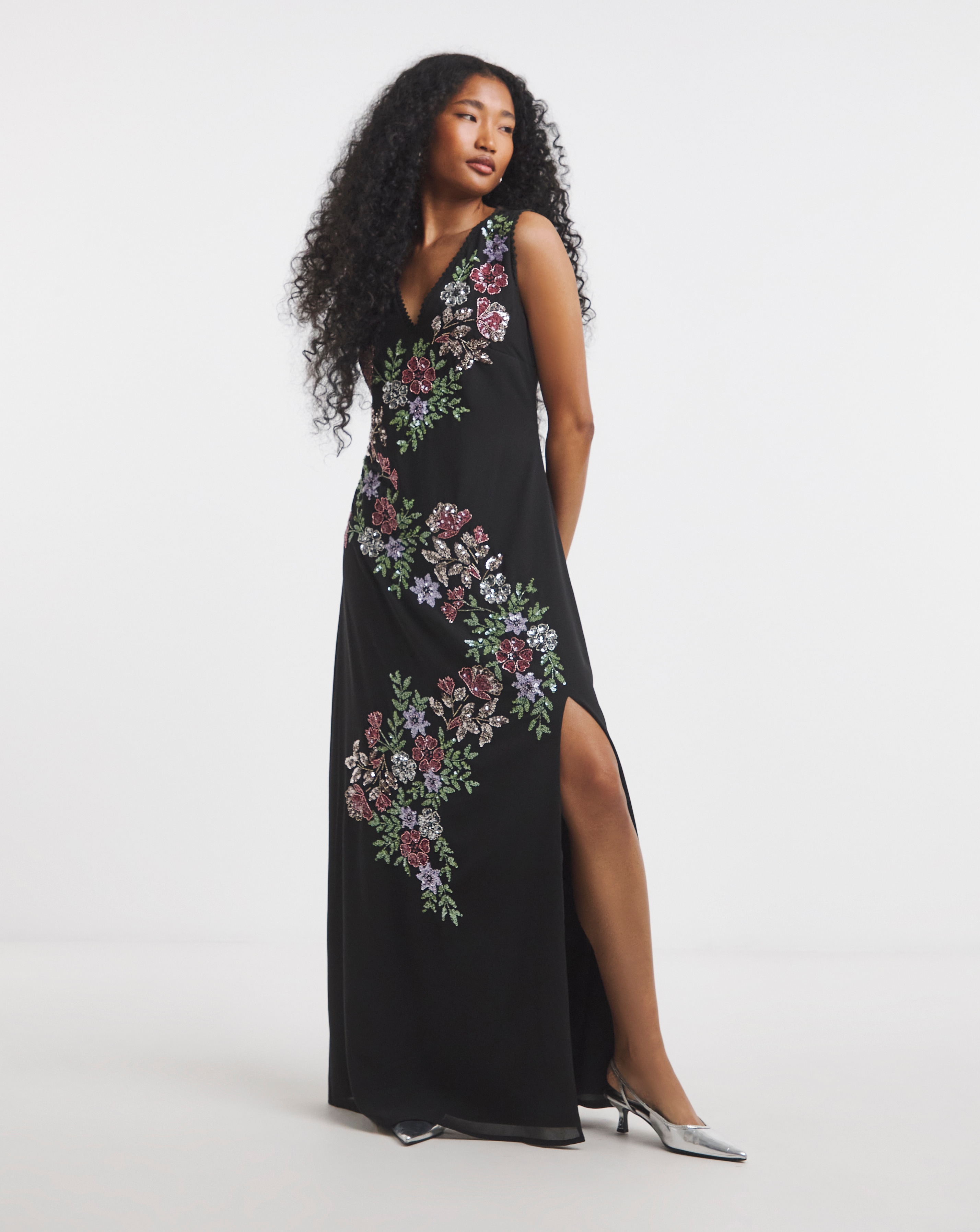 Maya Curve Embellished Maxi Dress