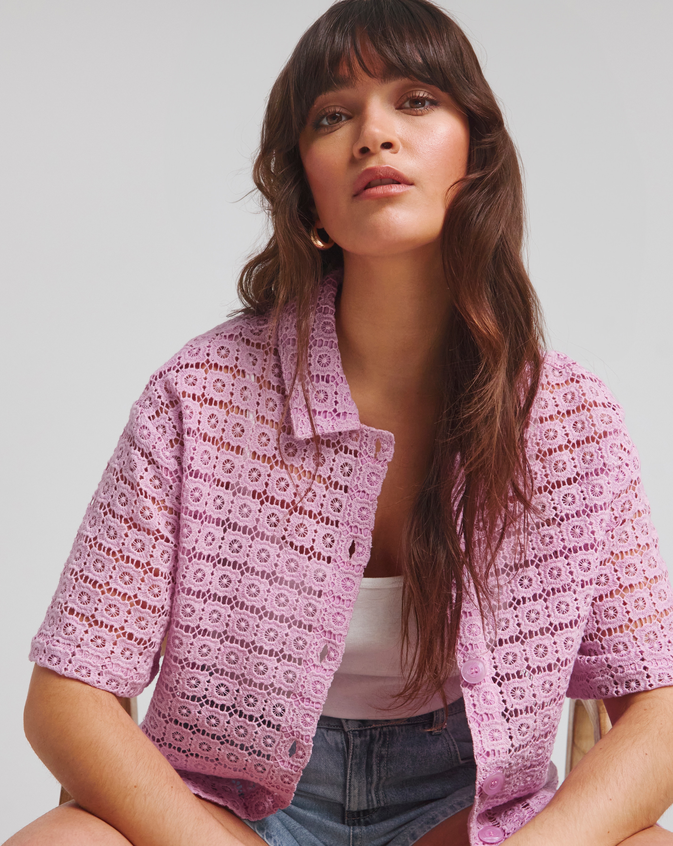 Native Youth Floral Crochet Bowler Shirt