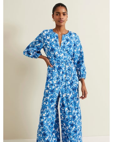 Phase Eight Rosey Floral Linen Jumpsuit