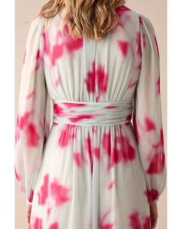 Ro&Zo Smudge Floral Plunge Maxi Dress