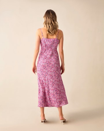 Ro&Zo Ditsy Print Key Hole Front Midi Dress