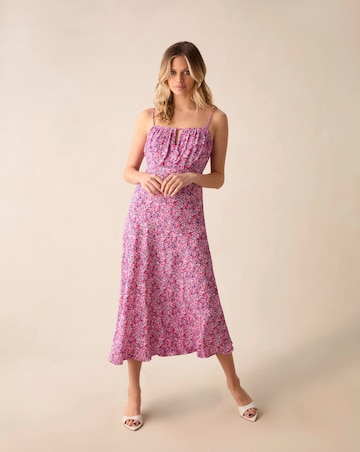 Ro&Zo Ditsy Print Key Hole Front Midi Dress