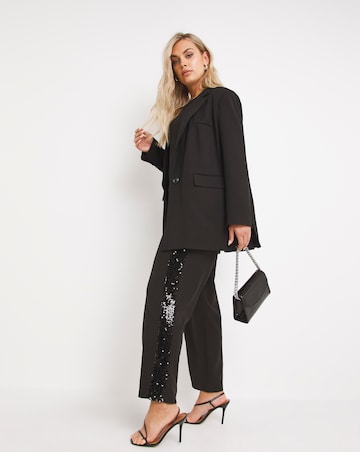 Black Sequin Side Panel Wide Leg Trouser