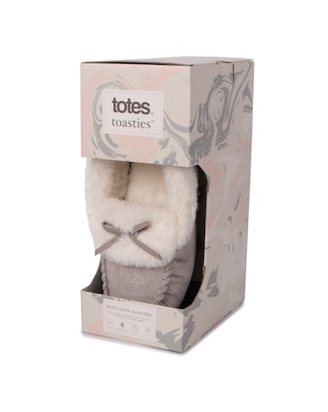 Totes Ladies Sparkle Moccasin Slippers