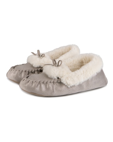 Totes Ladies Sparkle Moccasin Slippers