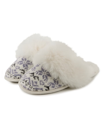 Totes toasties Ladies Fair Isle Knit Mule Slippers