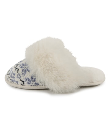 Totes toasties Ladies Fair Isle Knit Mule Slippers
