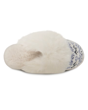 Totes toasties Ladies Fair Isle Knit Mule Slippers