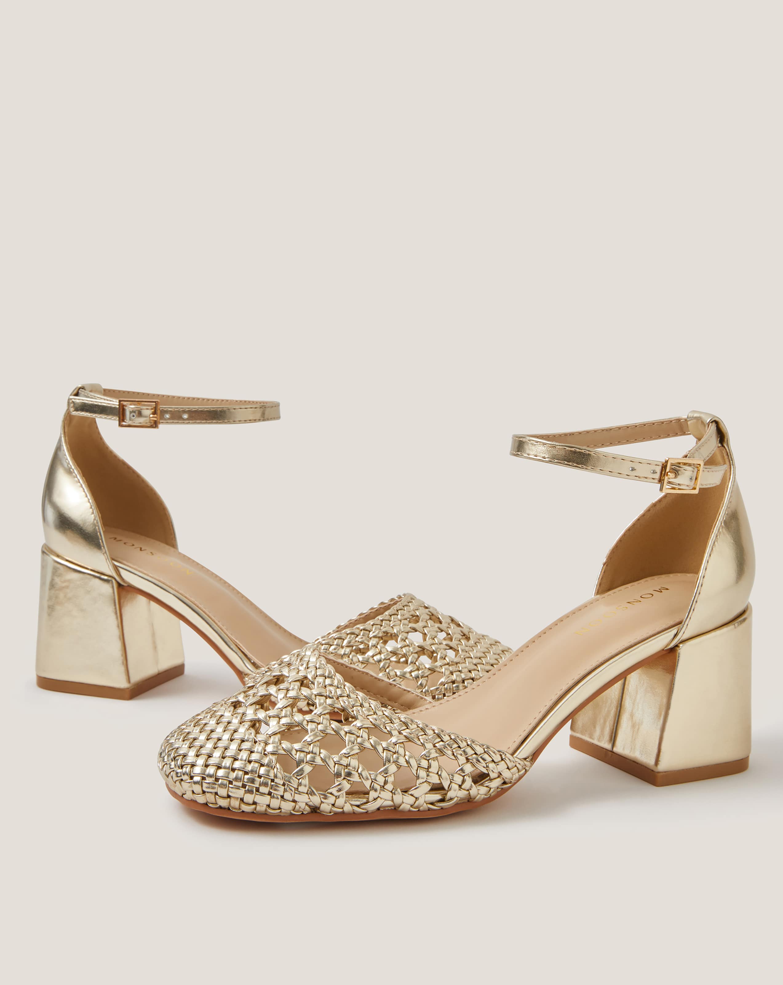 New In - Monsoon Braided Closed Toe Block Heels