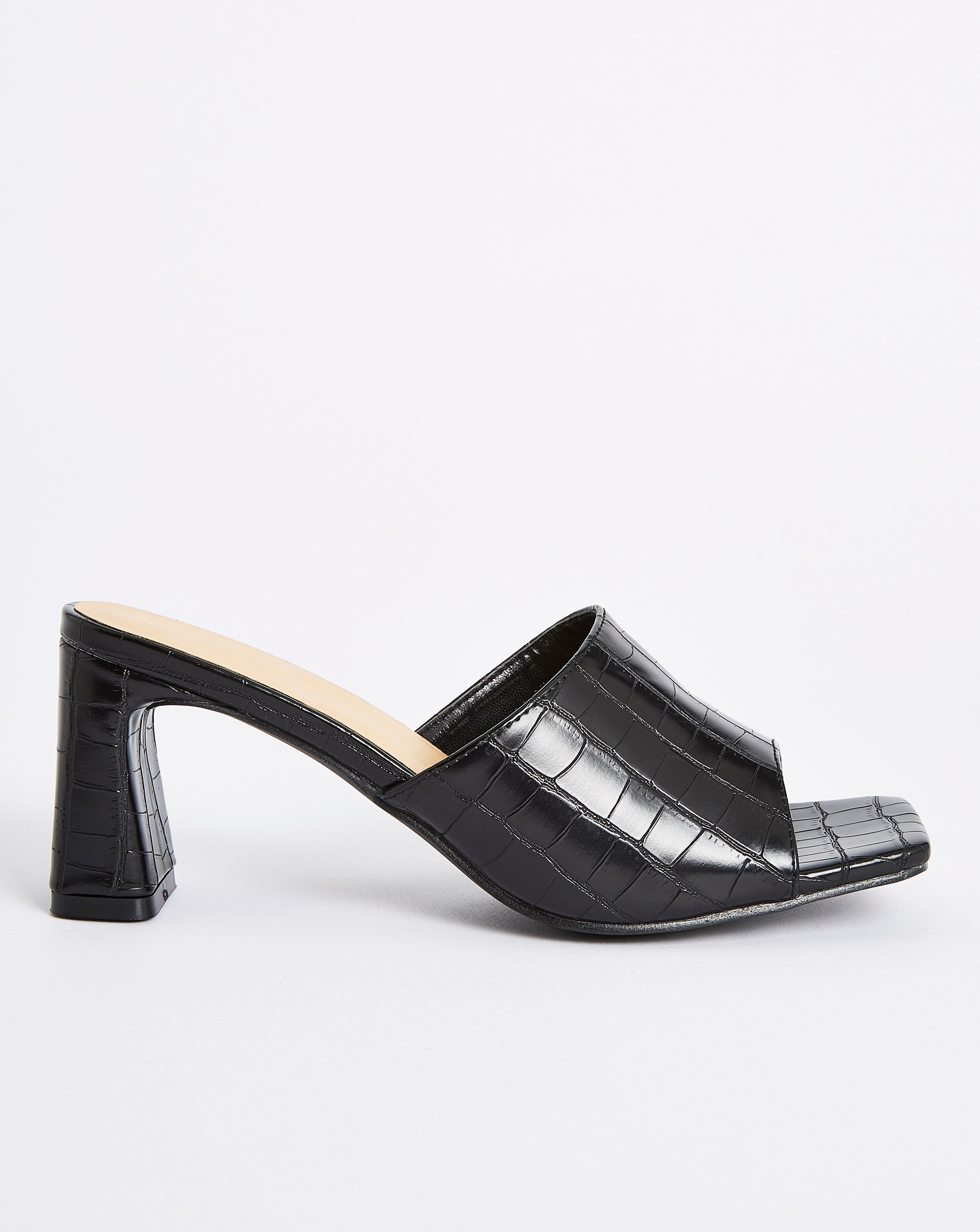 Croc Square Toe Mules Wide Fit