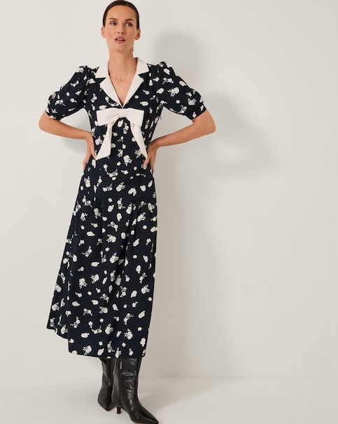Monsoon Mabli Floral Bow Midi Tea Dress