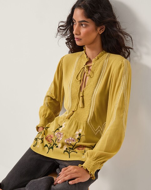 Monsoon Heidi Floral Tassel Blouse