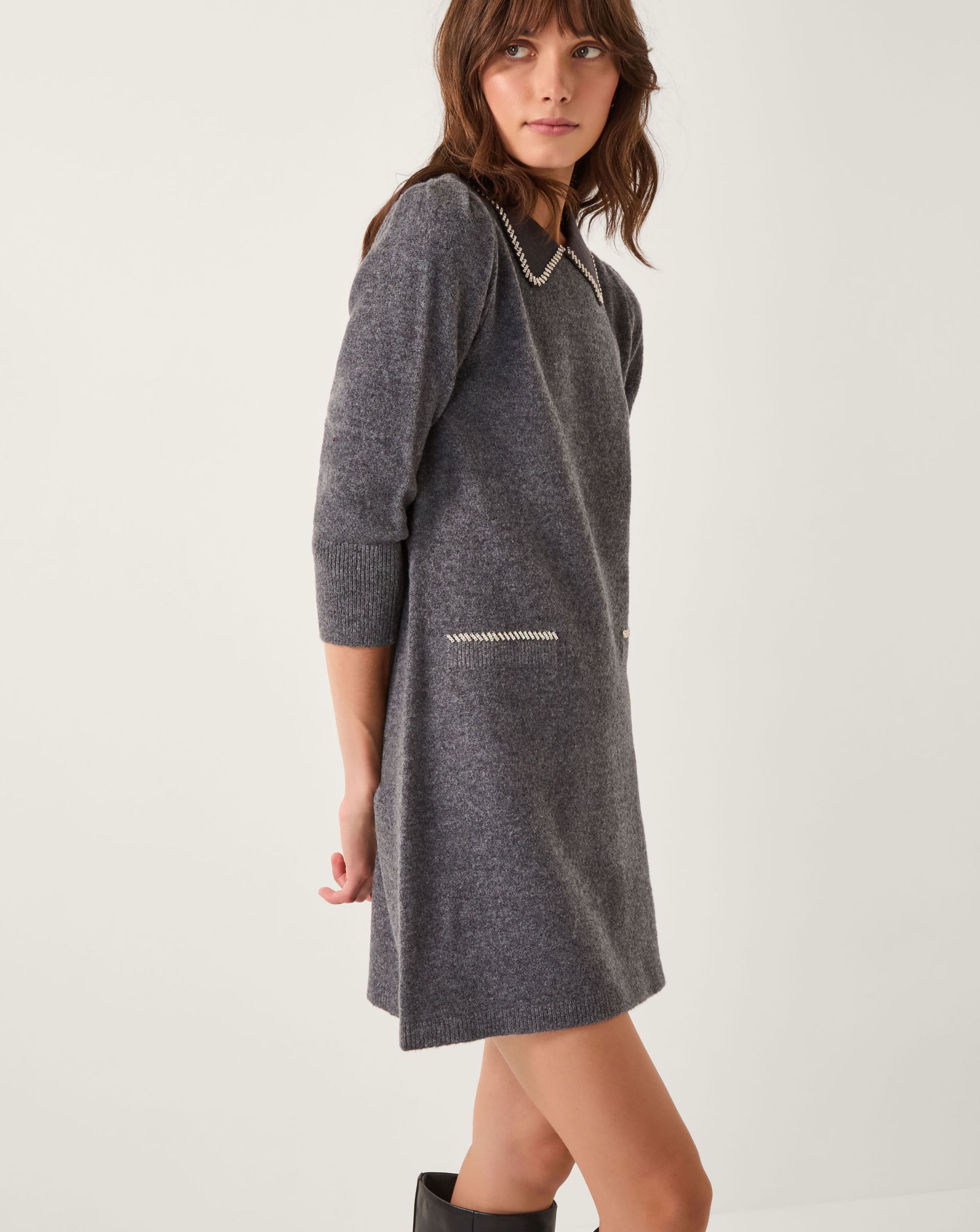 Monsoon Ebony Collar Knit Mini Dress