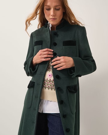 Monsoon Viv Velvet Trim Military Coat