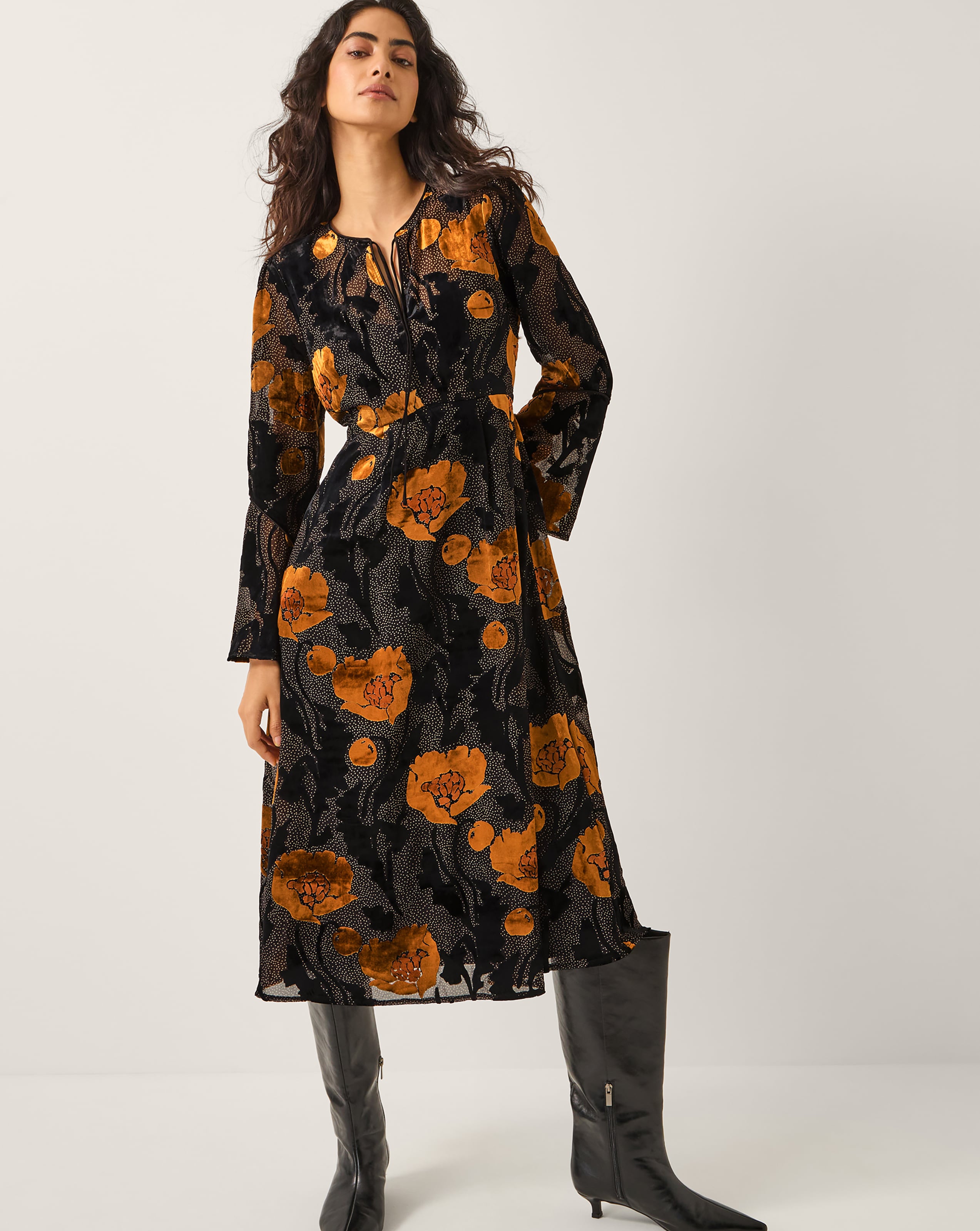 Monsoon Reese Polka Dot Midi Dress