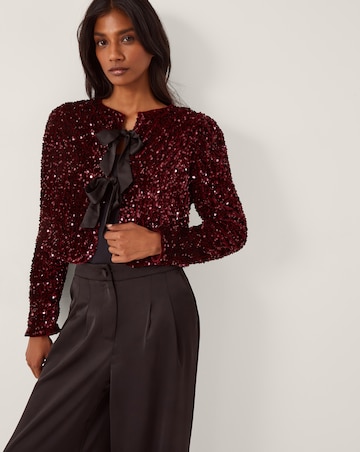 Monsoon Belinda Bow Sequin Jacket
