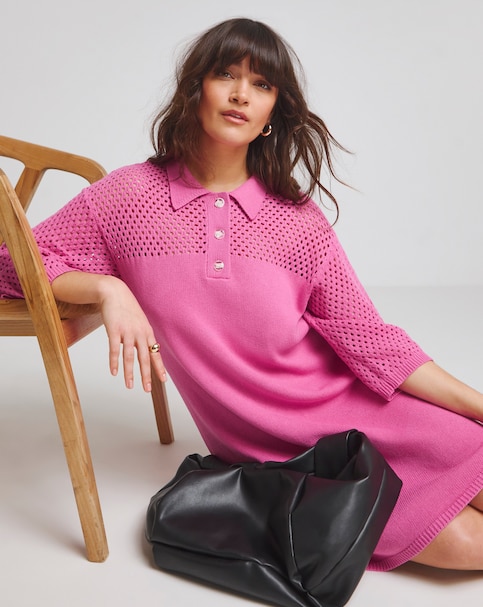 Native Youth Knitted Polo Mini Dress