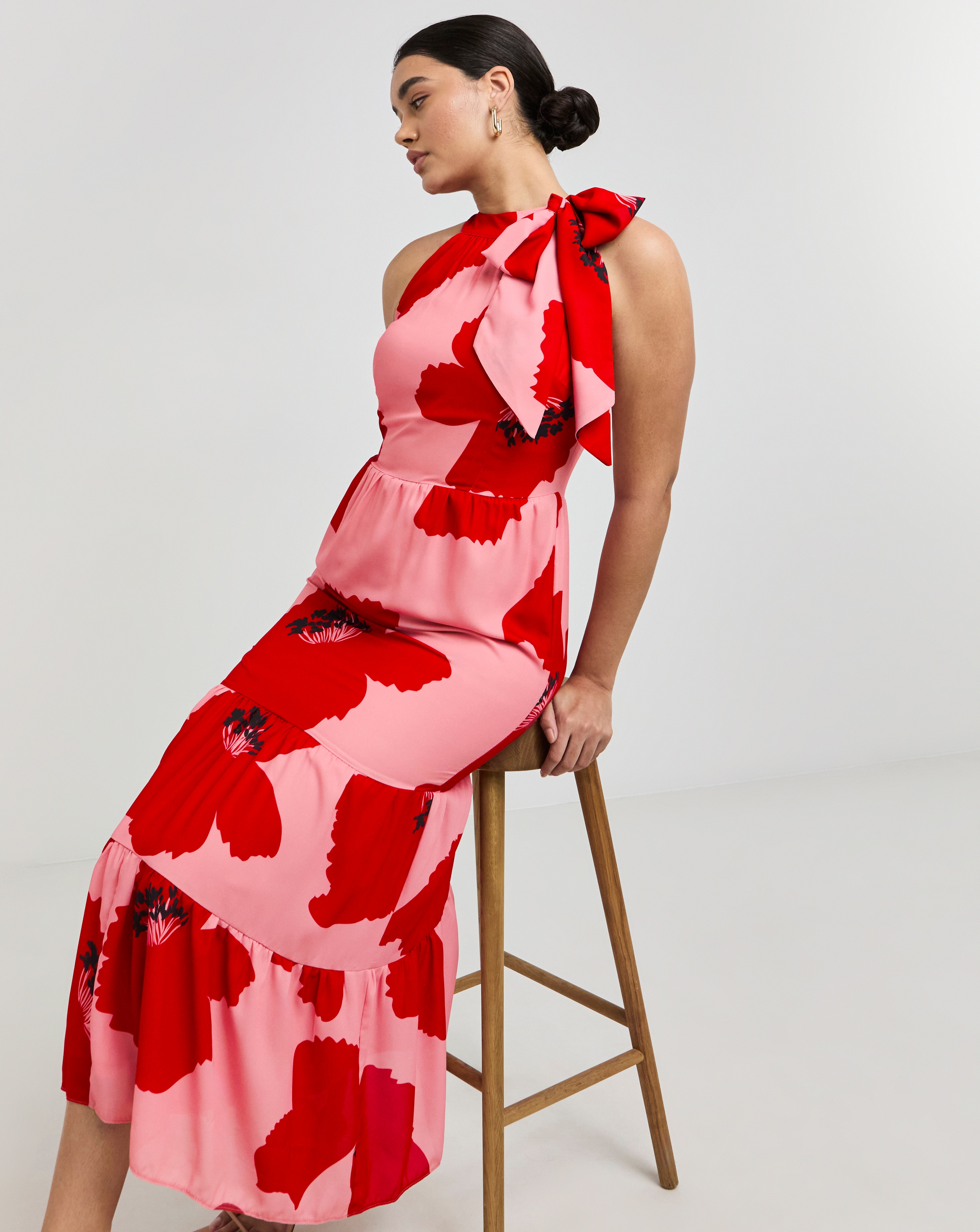 Joanna Hope Tie Neck Maxi Dress