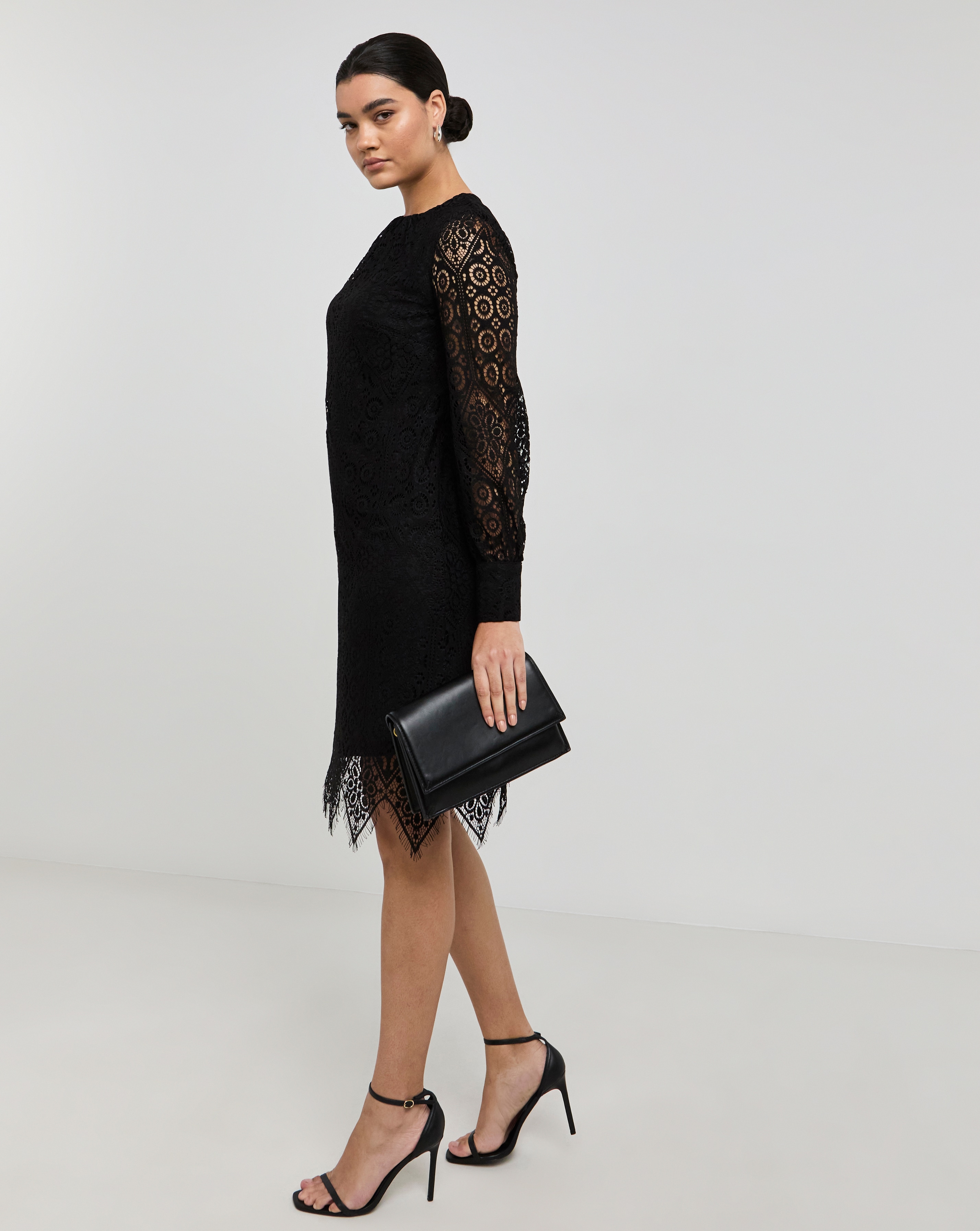 Joanna Hope Black Lace Shift Dress