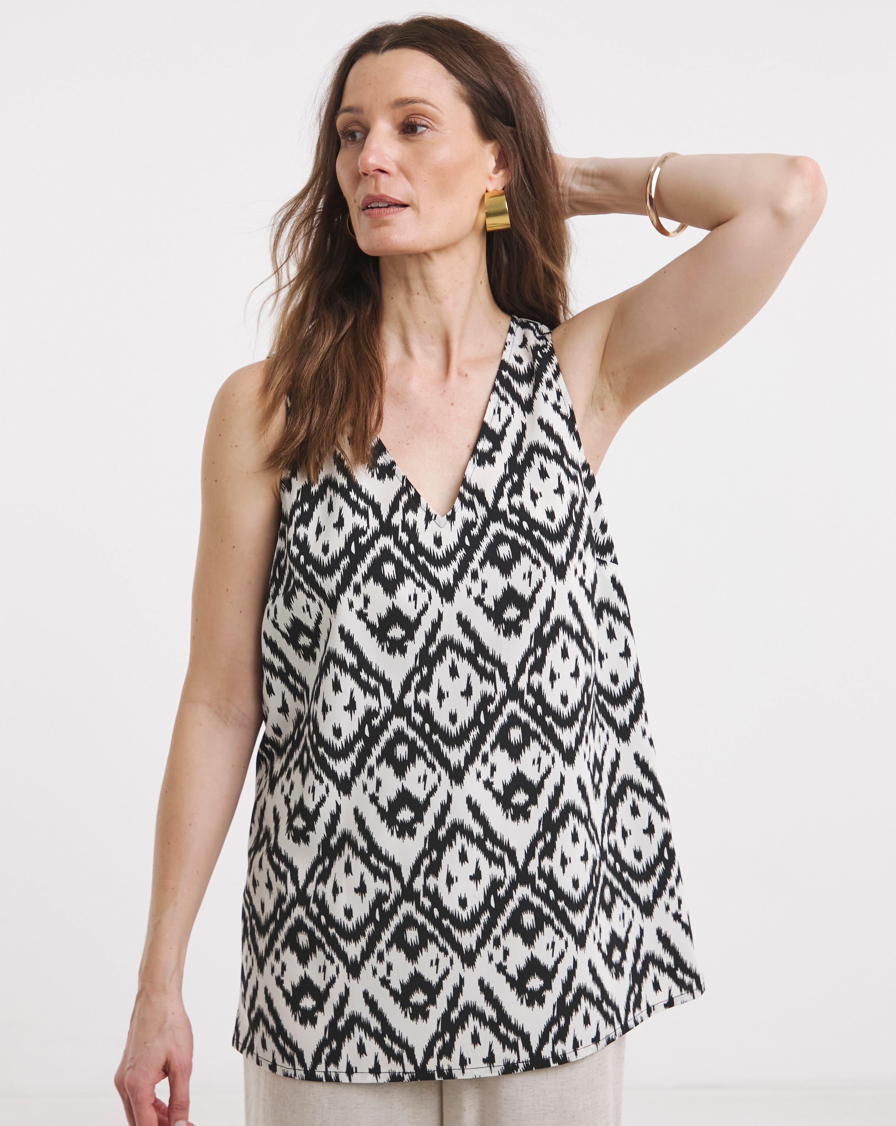 Printed V Neck Vest