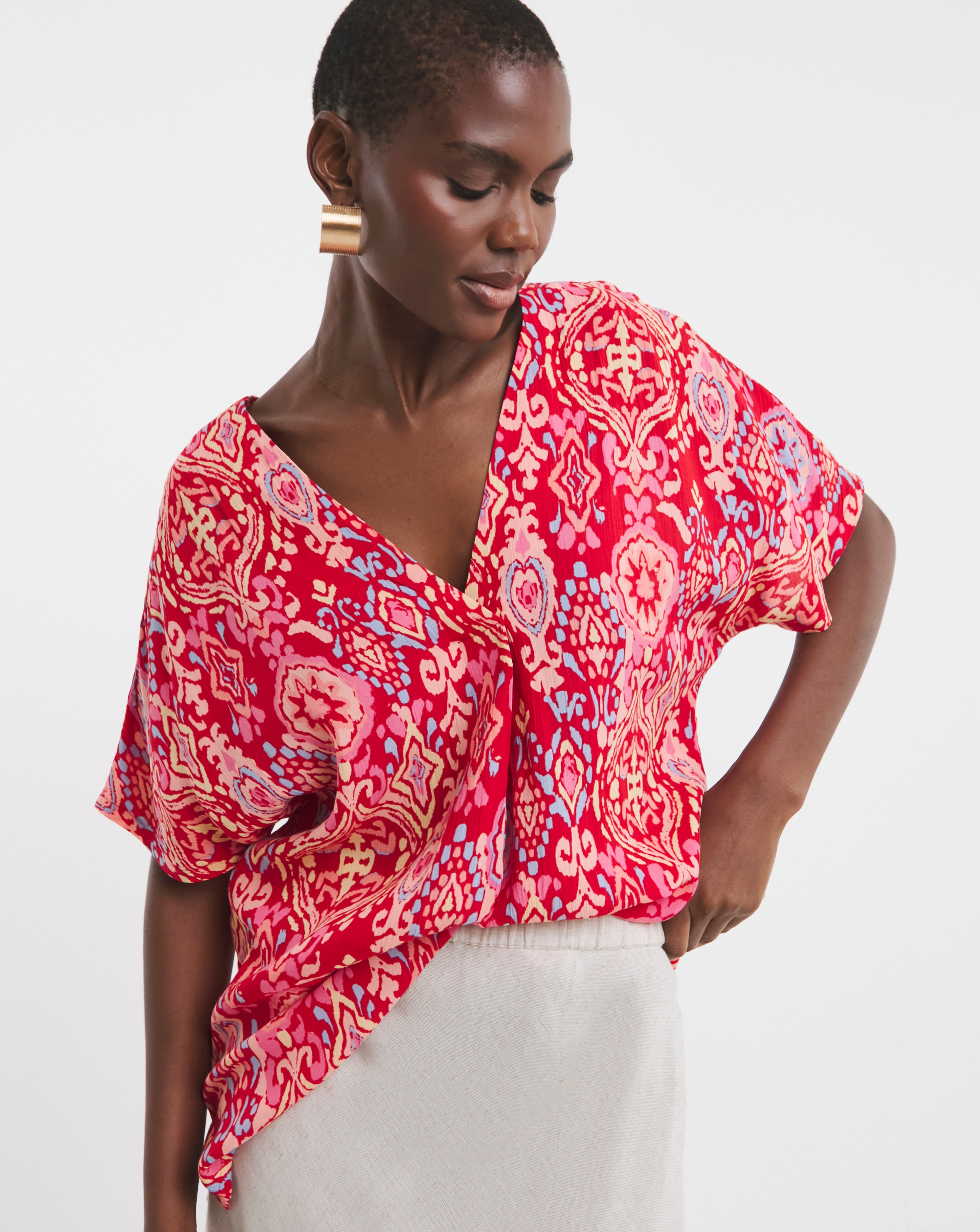 Textured Crinkle Tunic Top