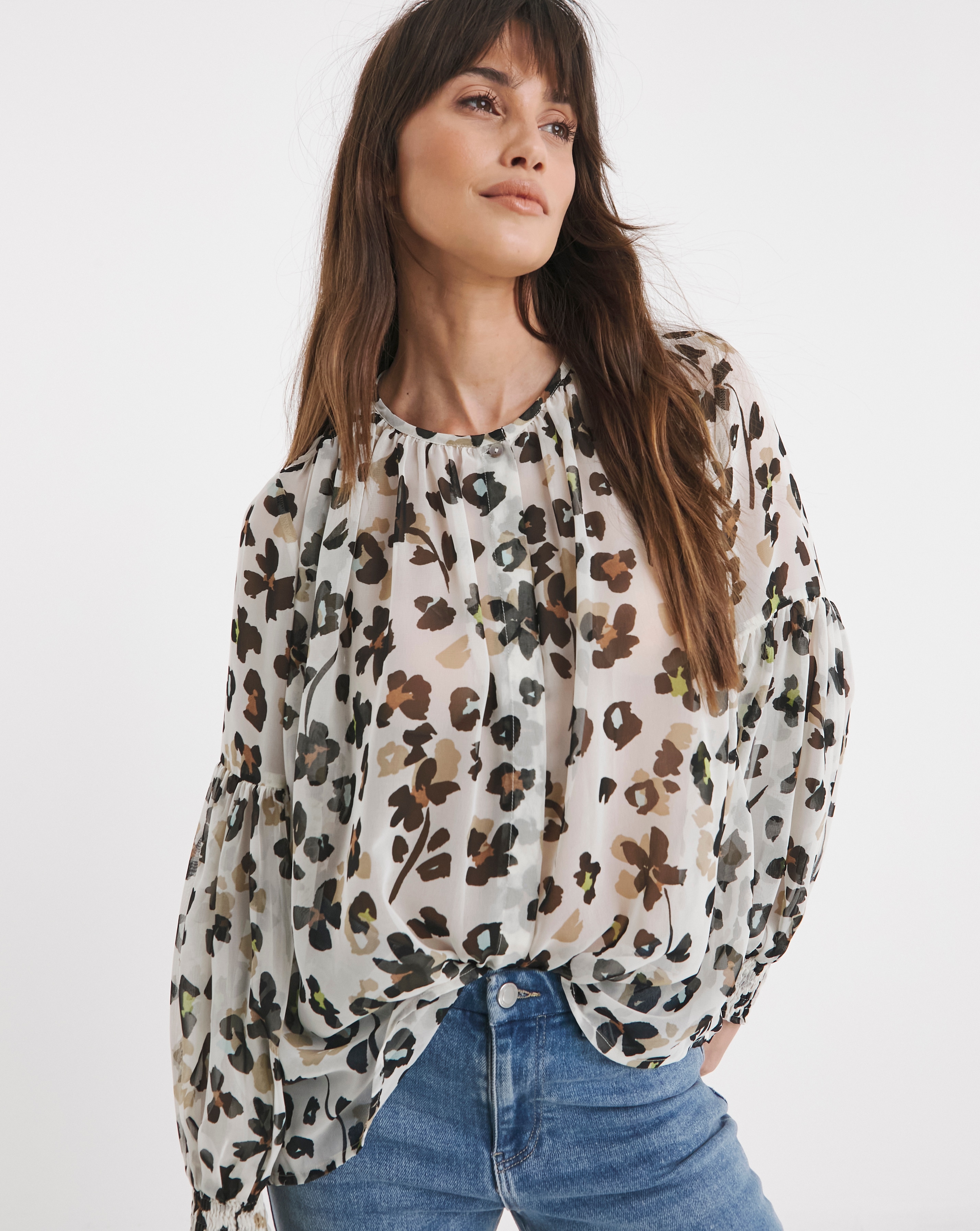 Printed Georgette Button Through Blouse