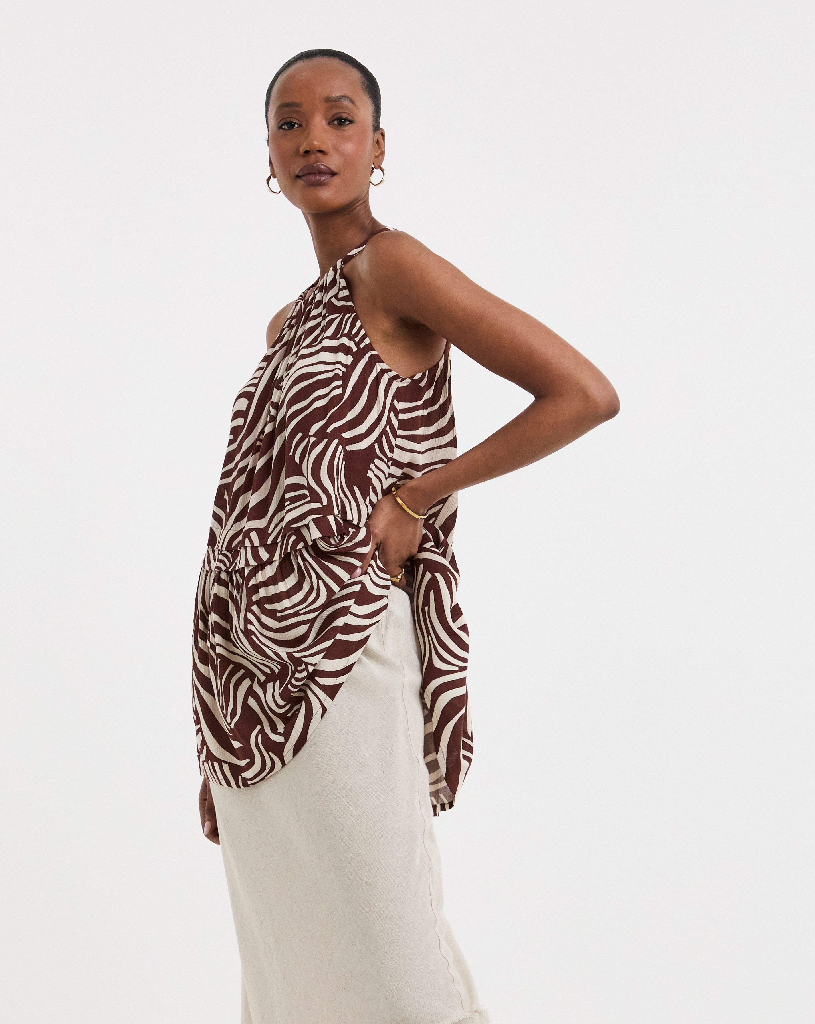 Textured Crinkle Halter Top