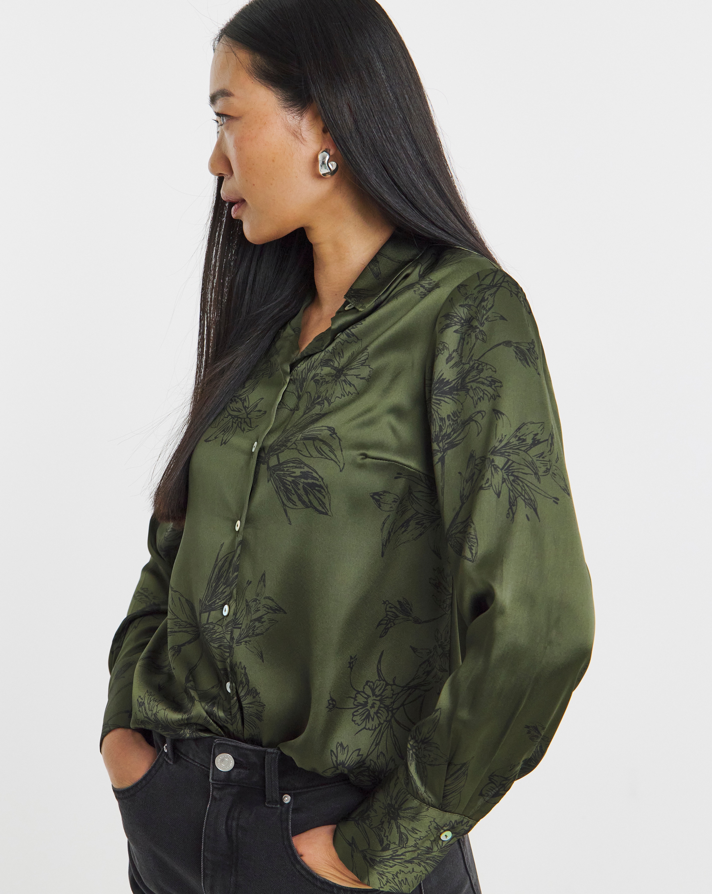 Printed Classic Satin Shirt