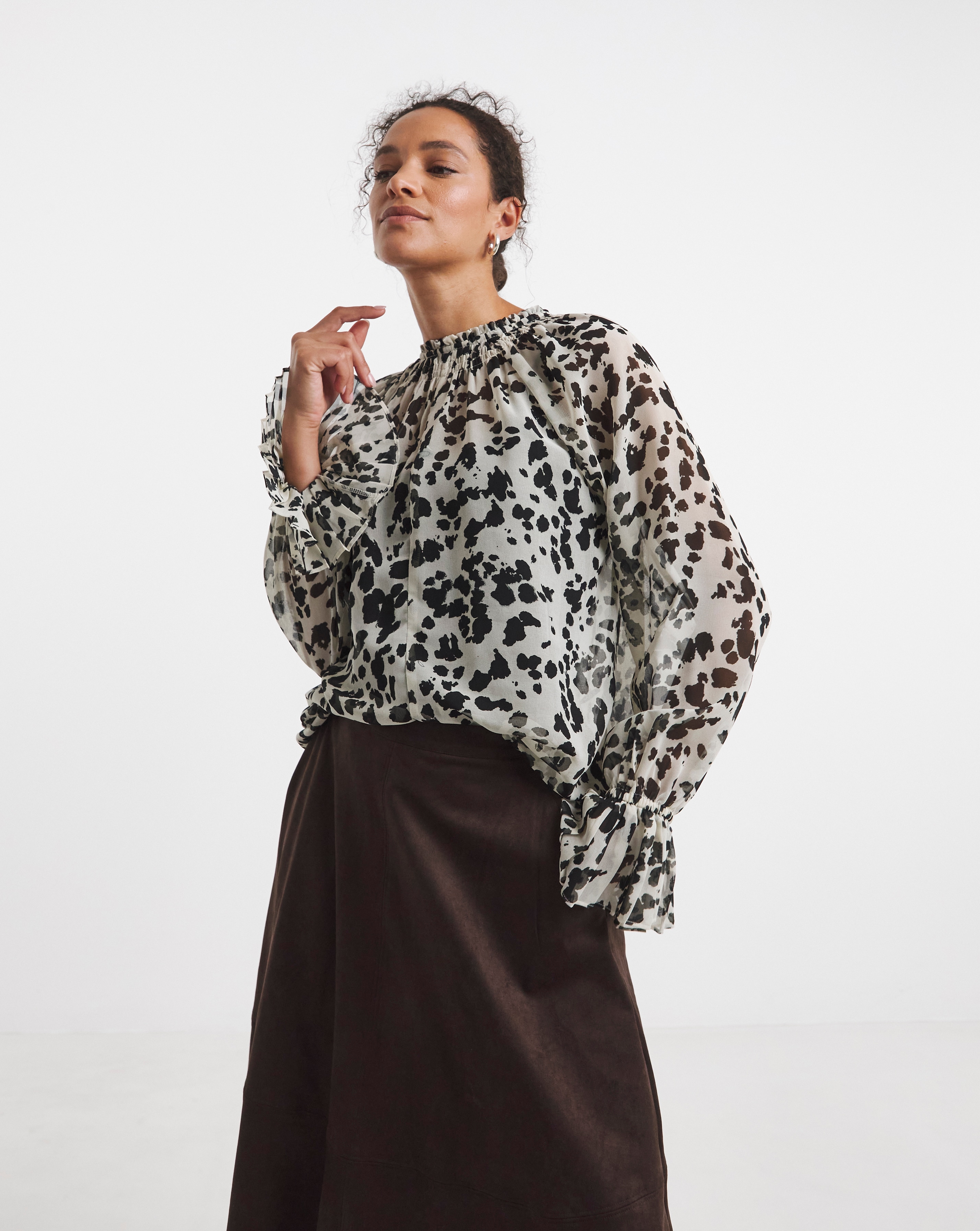 Georgette Shirred Neckline Blouse