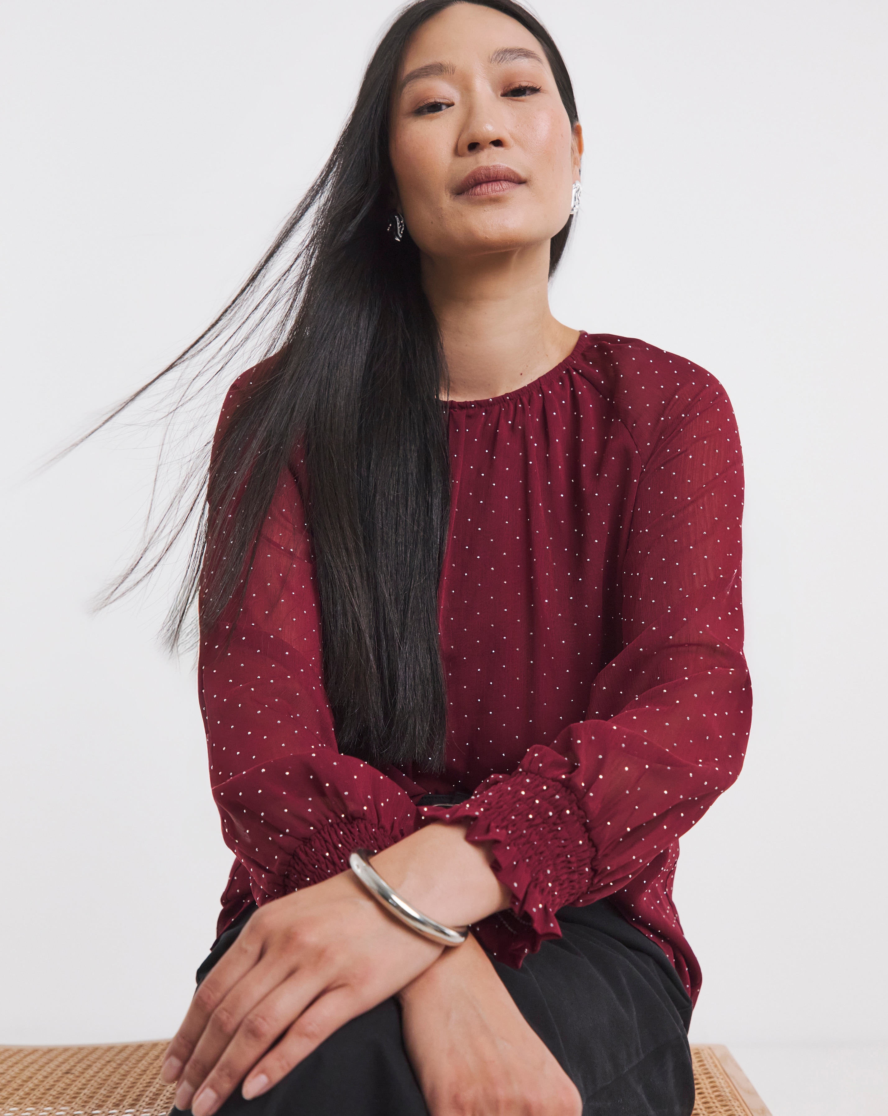 Diamante Spot Raglan Blouse